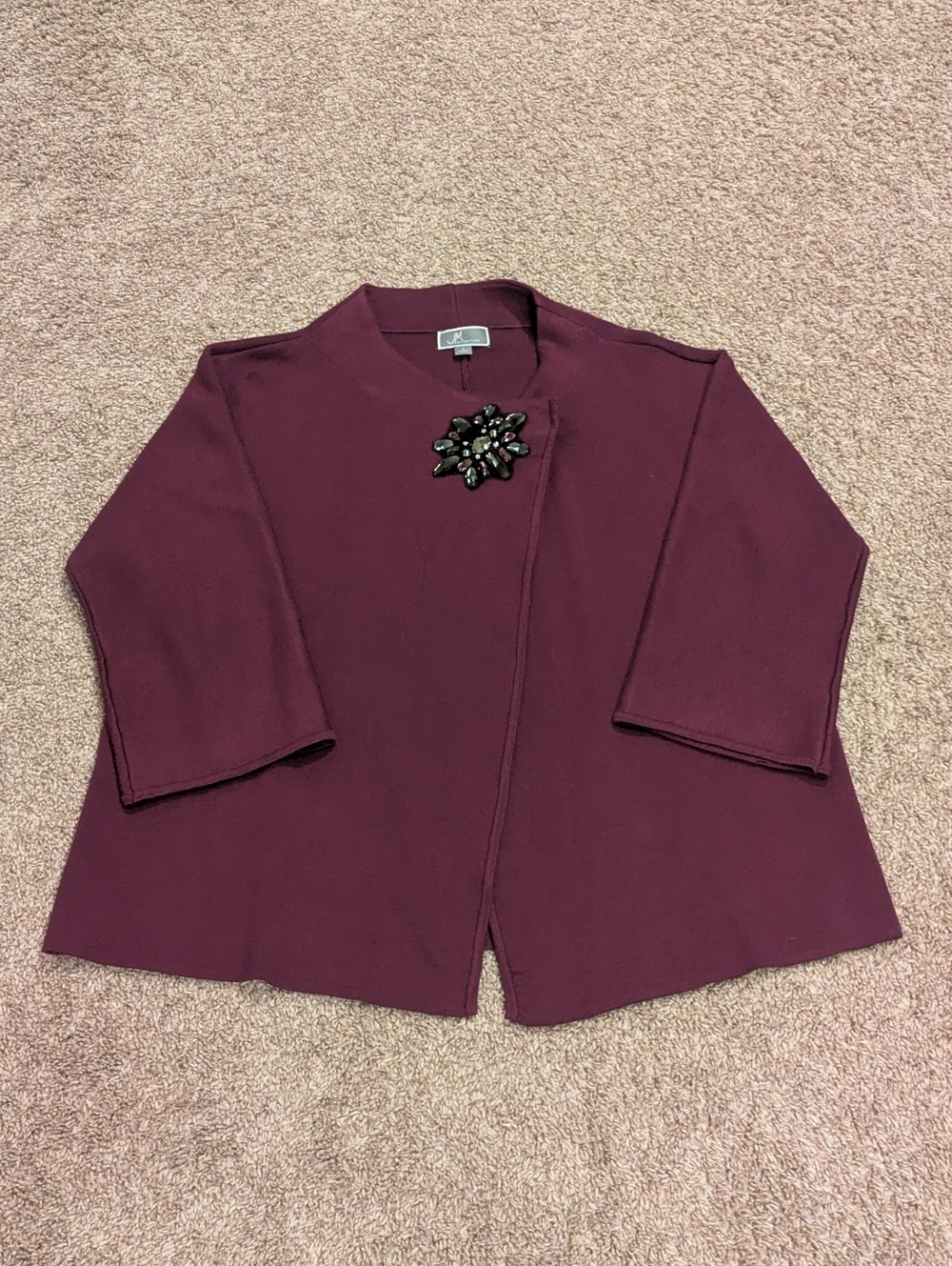 JM Collection Embellished Asymmetric Knit Cardigan - Size Large